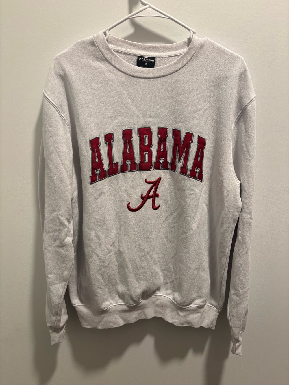 Alabama Crimson Tide Crewneck Sweatshirt Mens Medium White Embroidered